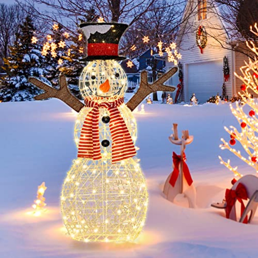 Outdoor Lighting In Ground - Dekorasi Halaman Natal Berbentuk Manusia Salju