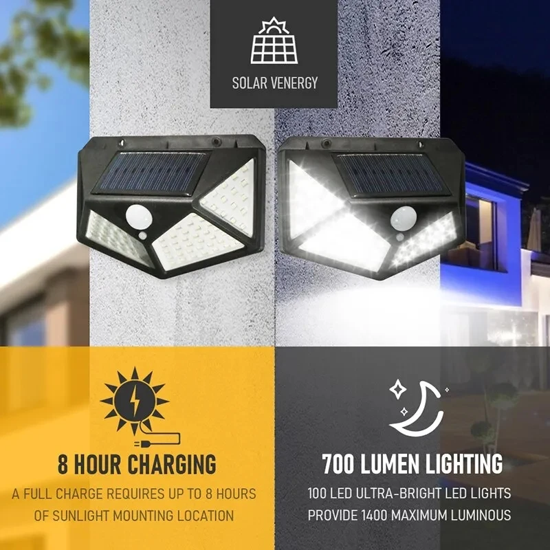 Motion Sensor Outdoor - Lampu Tenaga Surya Multifungsi 100Led Dekorasi