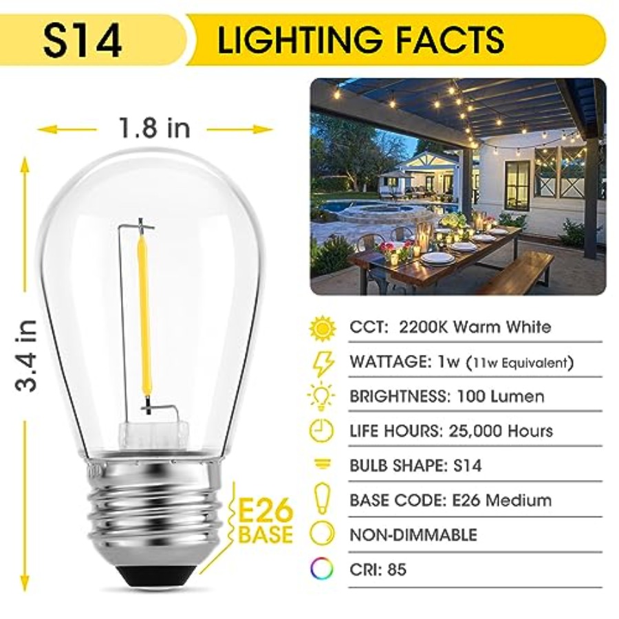 36 Paket Lampu LED S14 untuk L - Outdoor Lighting Patio ulasan dan harga